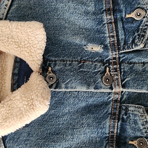 Zara Man Faux Sherpa Denim Trucker Jacket - Picture 4 of 7